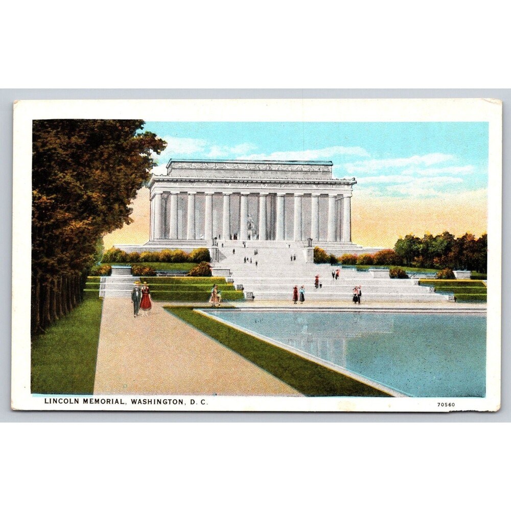 Antique 1917 White Border Postcard Lincoln Memorial Washington DC Curt Teich